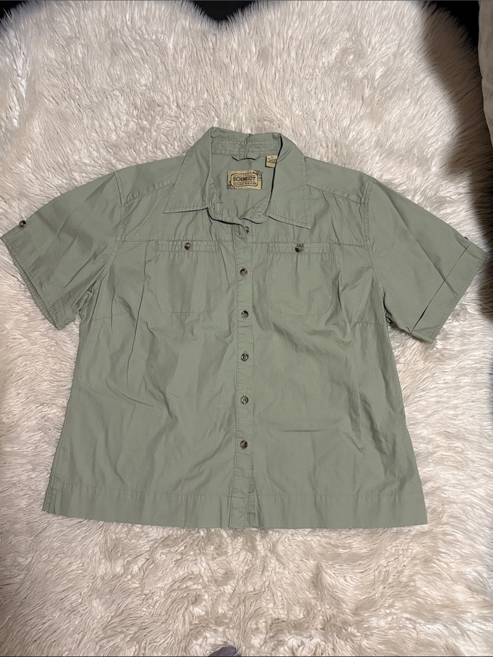 Light Sage Short-Sleeve Button-Down Shirt by Schmitt